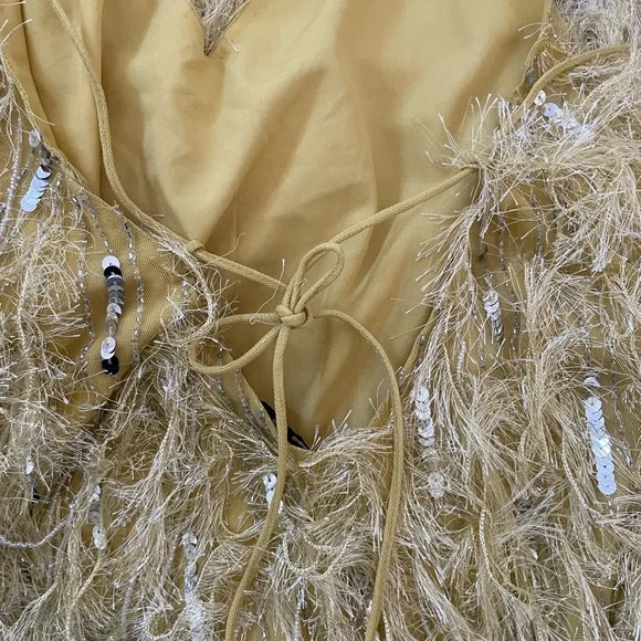 ASOS Yellow Feathered Mini Dress - Picture 10 of 10